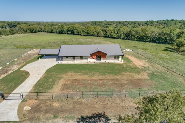 bird's eye view with a rural view