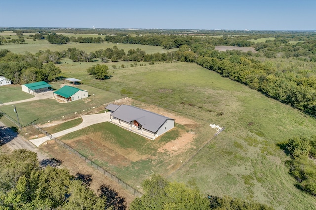 drone / aerial view with a rural view