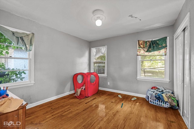 recreation room featuring hardwood / wood-style floors