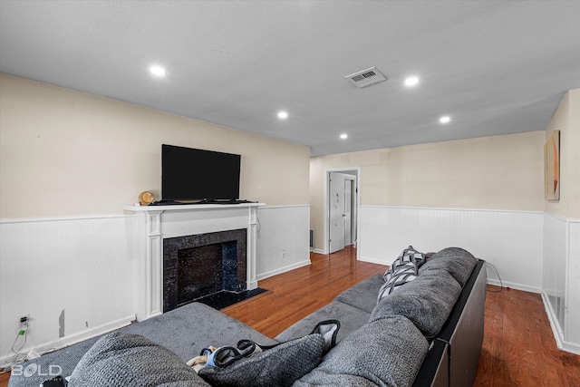 living room with hardwood / wood-style floors