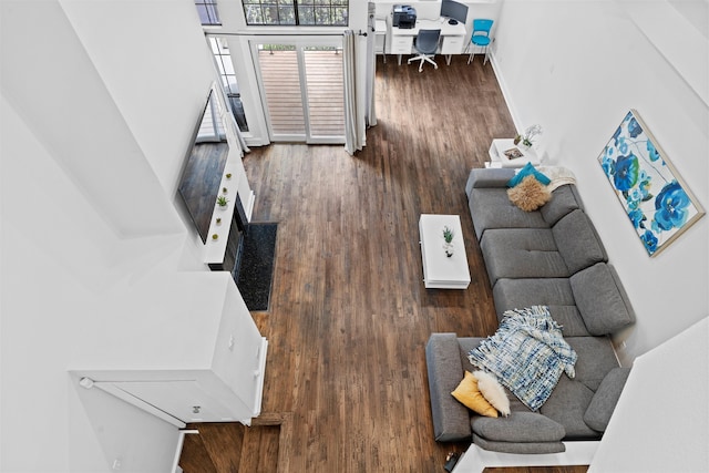 living room with wood-type flooring