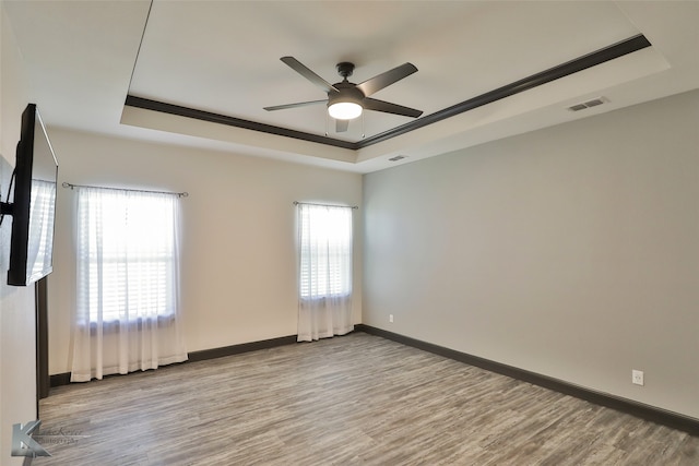 empty room featuring a tray ceiling and a healthy amount of sunlight