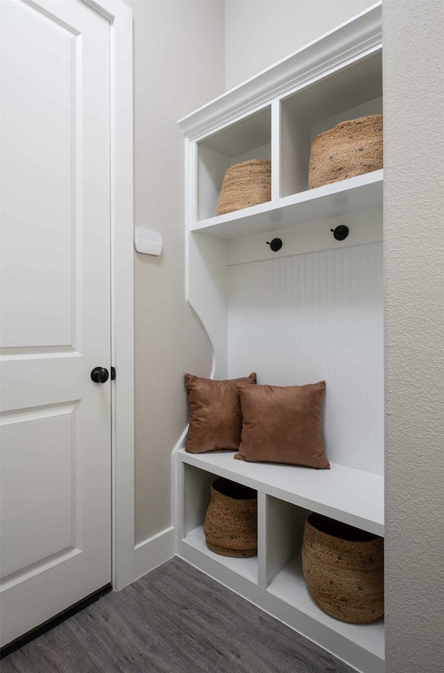 mudroom featuring dark hardwood / wood-style flooring