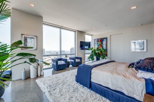 bedroom featuring expansive windows