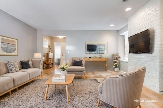 living room featuring light hardwood / wood-style flooring