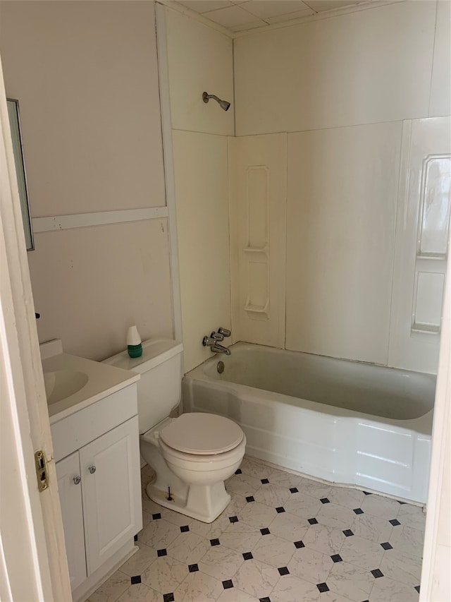 full bathroom featuring vanity, toilet, and bathtub / shower combination