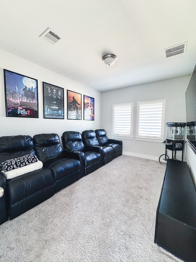 view of carpeted home theater