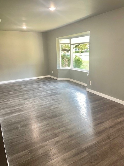 unfurnished room featuring dark wood-type flooring