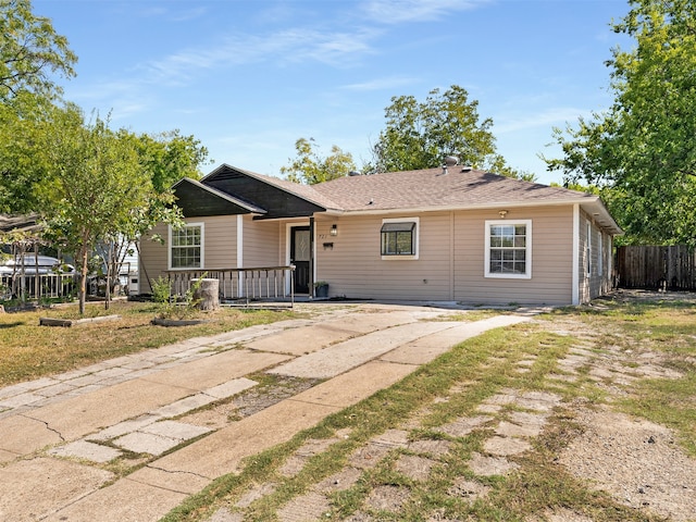 view of single story home