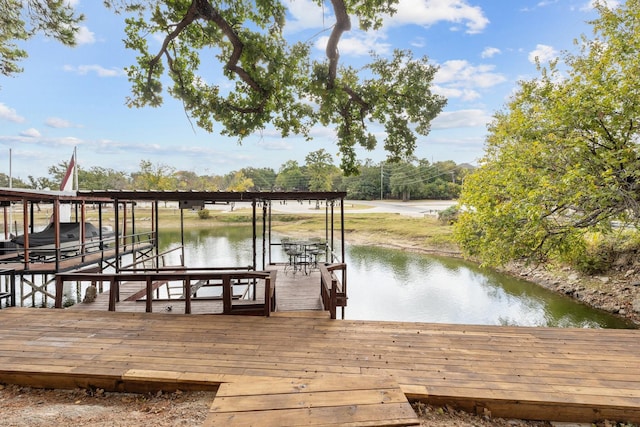 view of dock featuring a water view