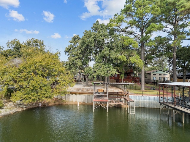 dock area featuring a water view