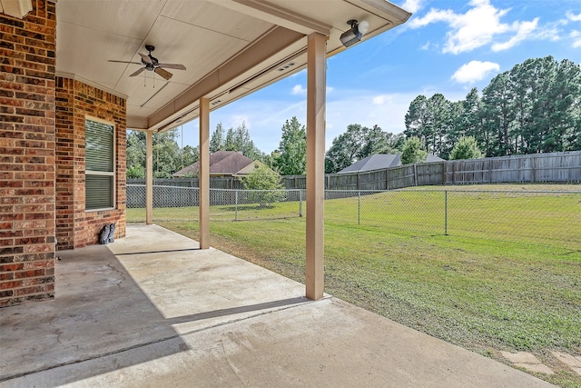 view of patio / terrace featuring ceiling fan