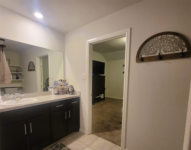 bathroom with vanity and tile patterned floors