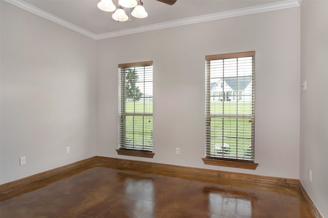 empty room featuring crown molding