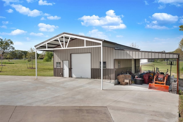 exterior space with a lawn and a carport