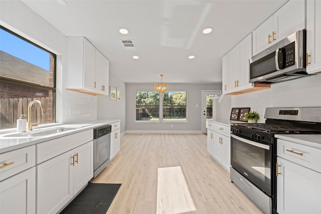 kitchen with white cabinets, sink, and appliances with stainless steel finishes