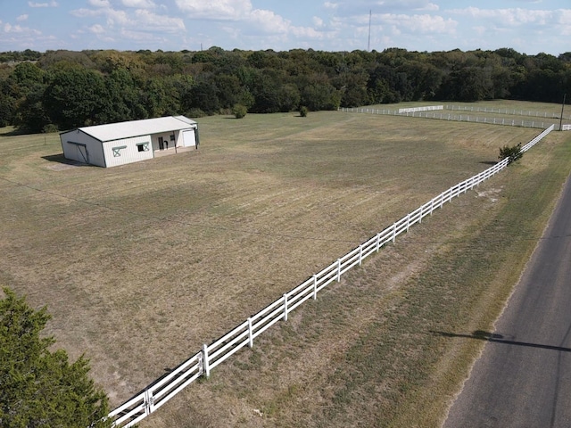 drone / aerial view with a rural view