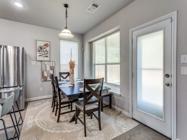 view of tiled dining room