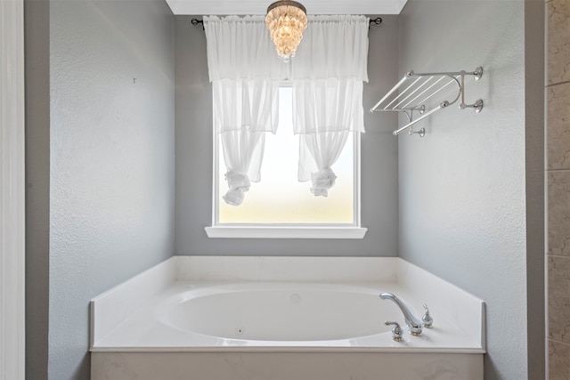 bathroom featuring a tub to relax in