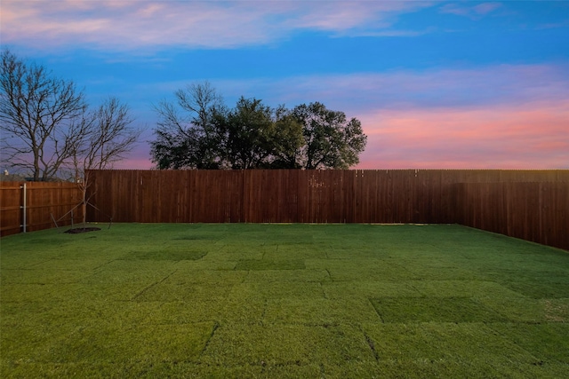 view of yard at dusk