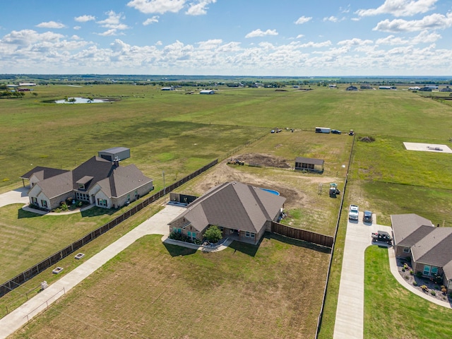 birds eye view of property featuring a rural view