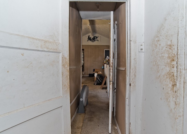 corridor with vaulted ceiling