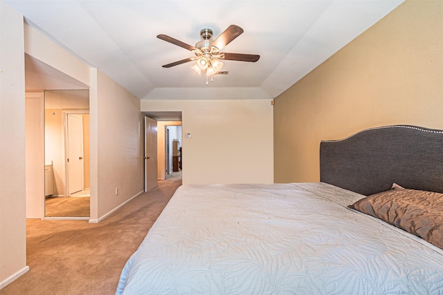 bedroom featuring ceiling fan, baseboards, and carpet flooring