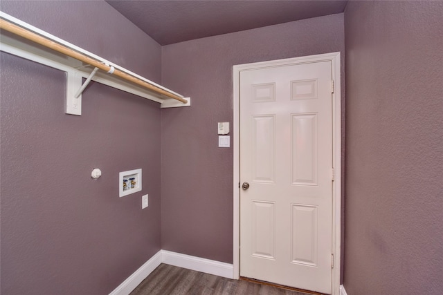 laundry area featuring hookup for a washing machine and dark hardwood / wood-style floors