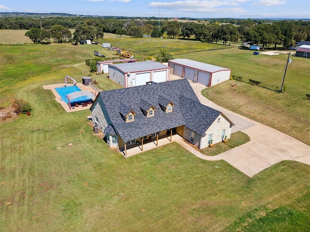 bird's eye view with a rural view