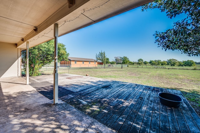 exterior space with a rural view and a deck