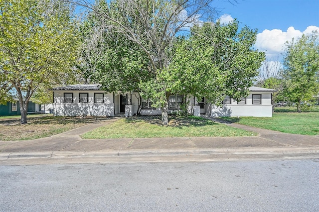 view of property hidden behind natural elements with a front lawn