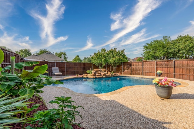 view of swimming pool with a patio area