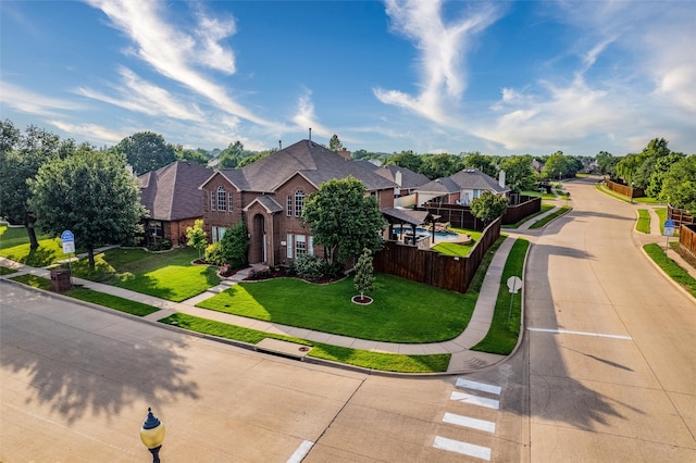 view of front of property with a front lawn