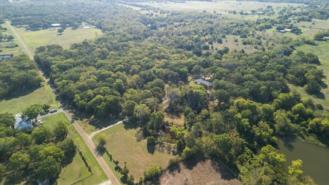 bird's eye view with a water view and a rural view