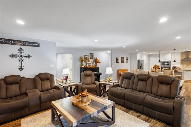 living room featuring light hardwood / wood-style floors