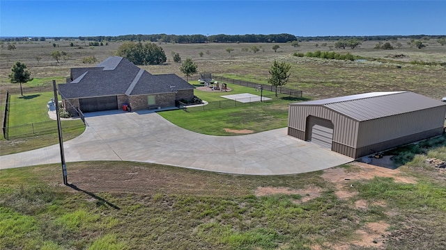 aerial view with a rural view