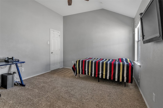6001 Red Drum Dr, Fort Worth, TX 76179 - carpeted bedroom with lofted ceiling, baseboards, and ceiling fan