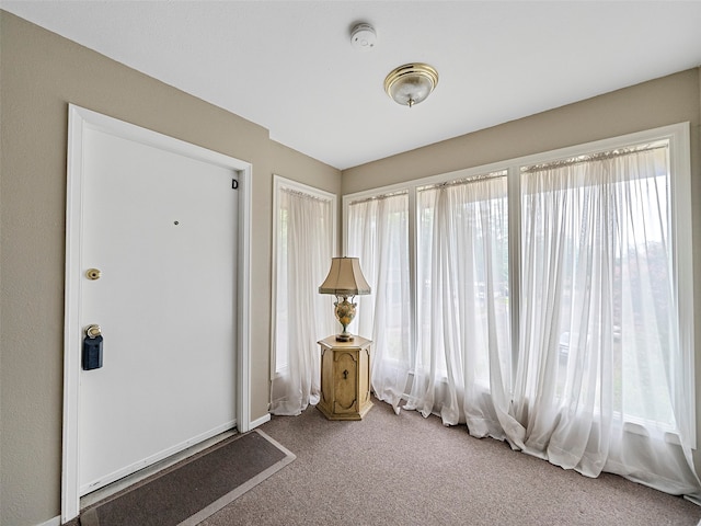 view of carpeted foyer