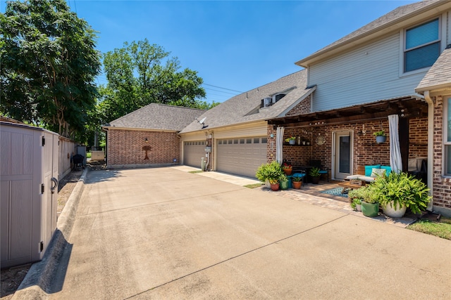 view of home's exterior with a garage