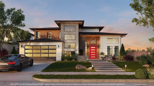 contemporary house featuring a garage