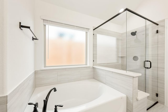 bathroom with independent shower and bath