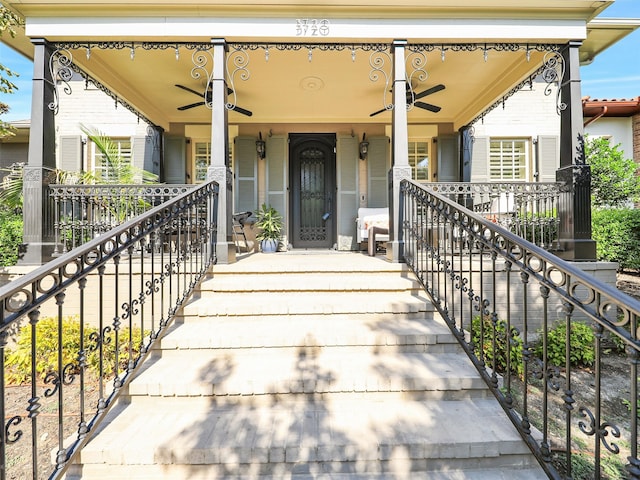 doorway to property with a porch