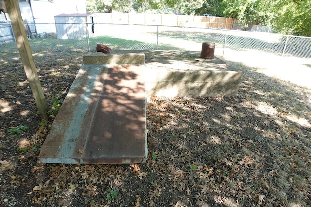 view of entry to storm shelter