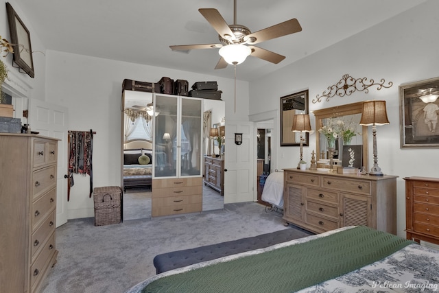 bedroom with carpet and ceiling fan