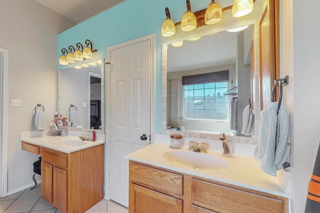 bathroom featuring vanity and tile patterned floors