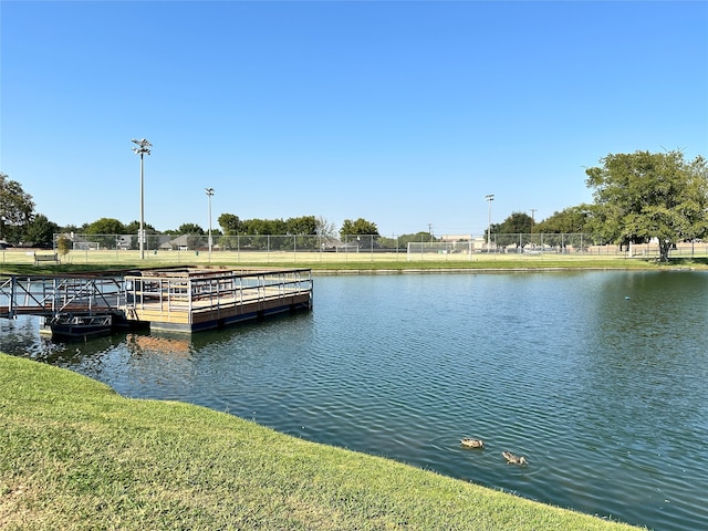 dock area featuring a water view