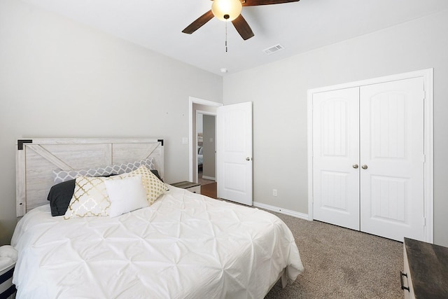 12712 Cold Spring Ln, Ponder, TX 76259 - carpeted bedroom with a closet and a ceiling fan