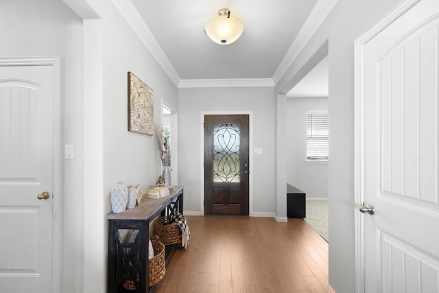12712 Cold Spring Ln, Ponder, TX 76259 - entryway with wood finished floors and crown molding