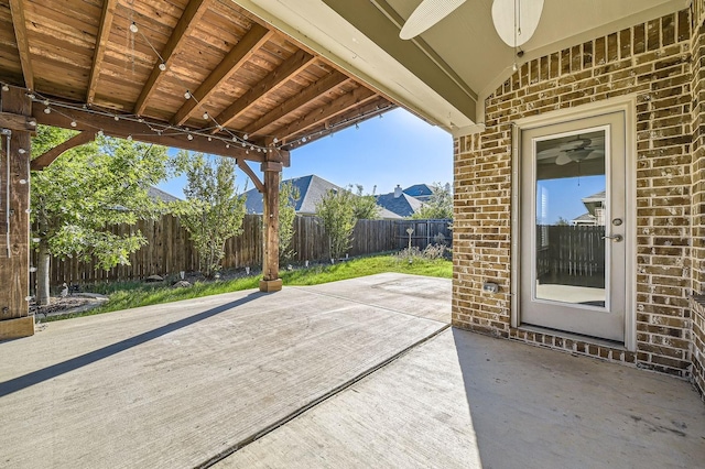 view of patio with ceiling fan