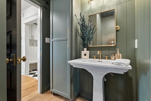 bathroom featuring wood-type flooring